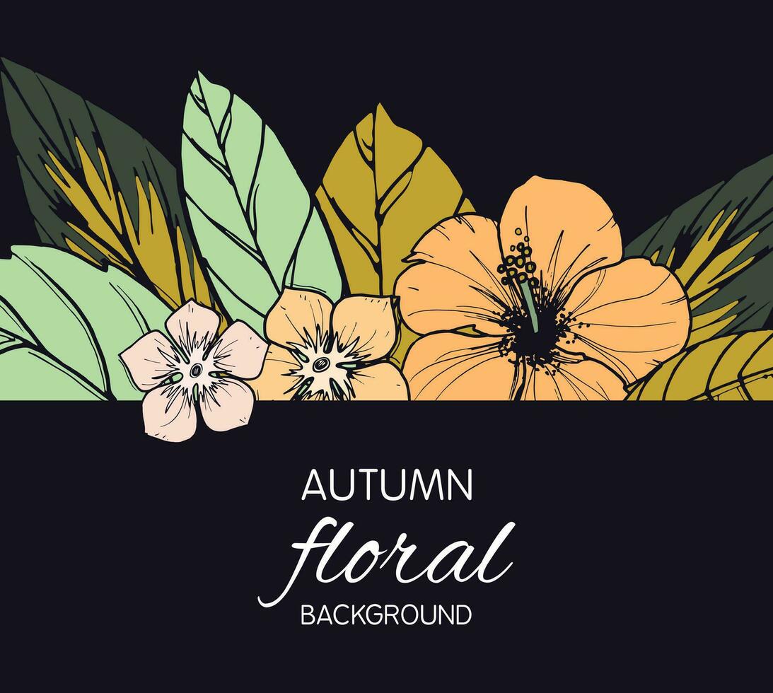 otoño floral tarjeta, bandera o póster diseño vector