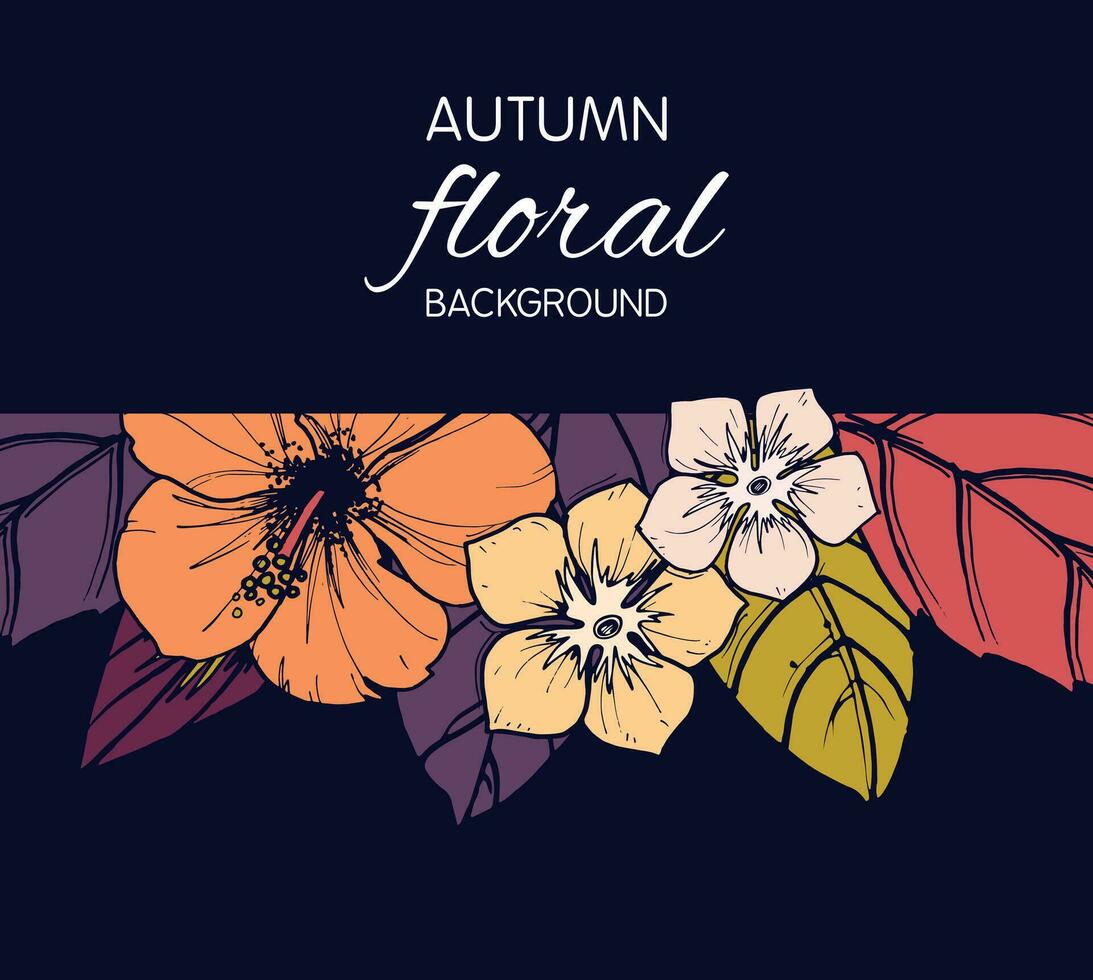 autumn floral card and banner design vector