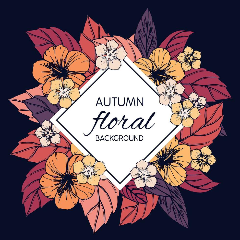 otoño floral tarjeta, bandera o póster diseño vector