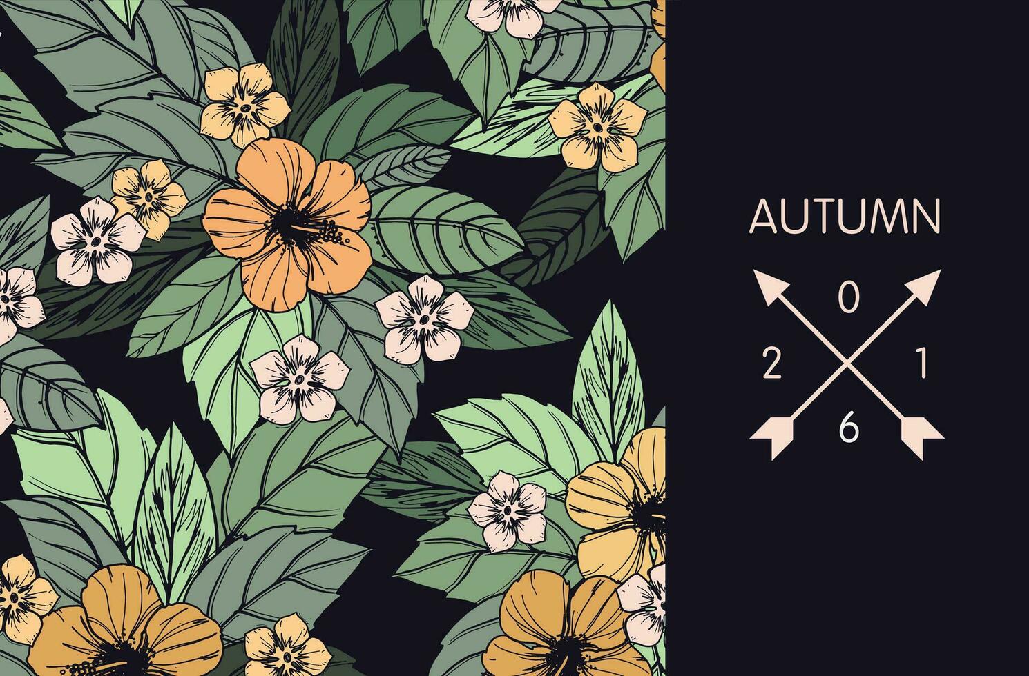 Autumn floral card, banner  or poster design vector