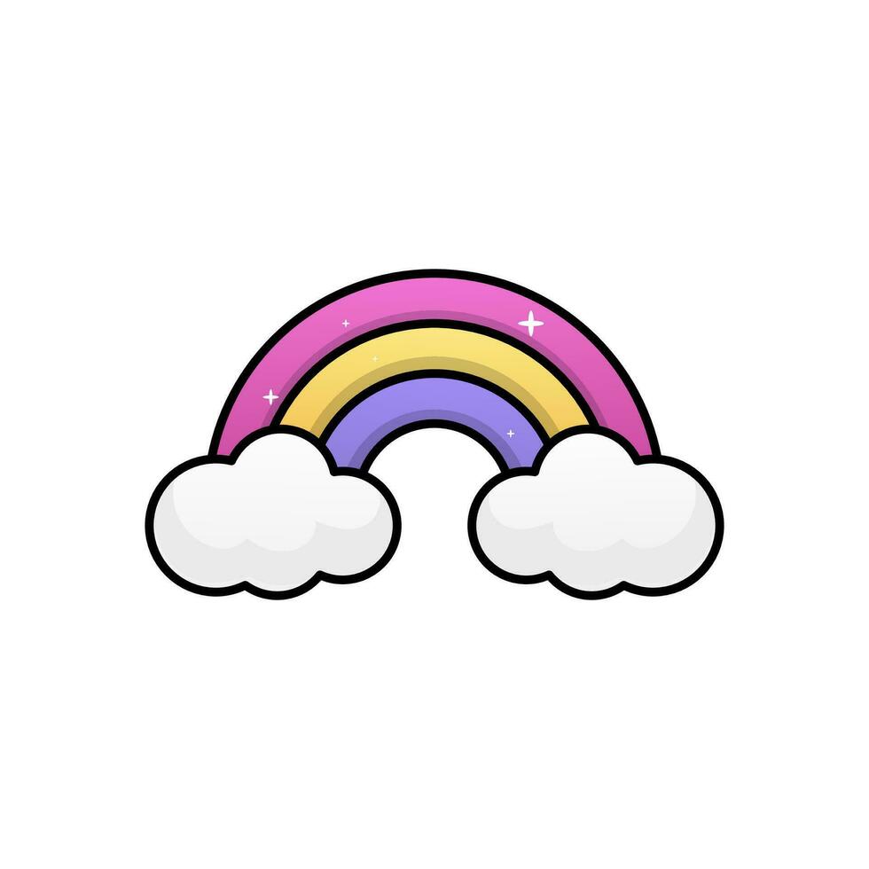 rainbow with clouds. vector illustration