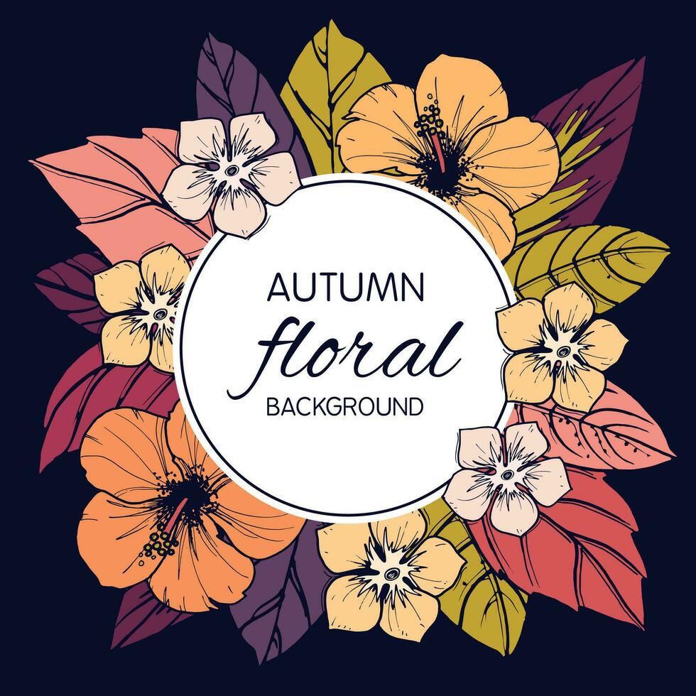 otoño floral tarjeta y bandera diseño vector