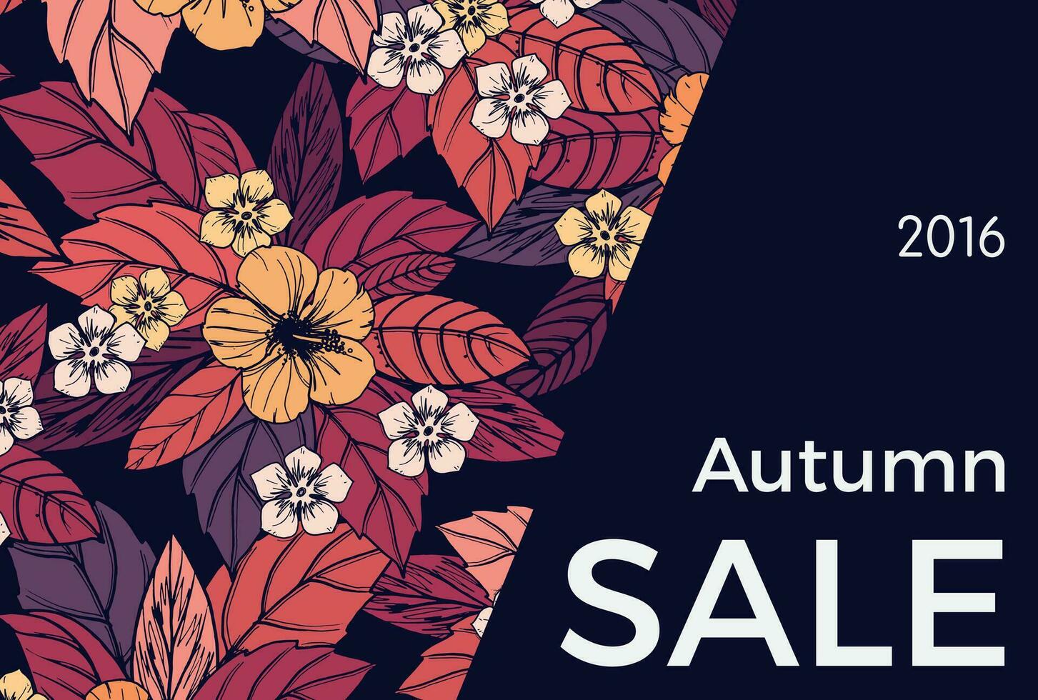 autumn floral card and banner design vector