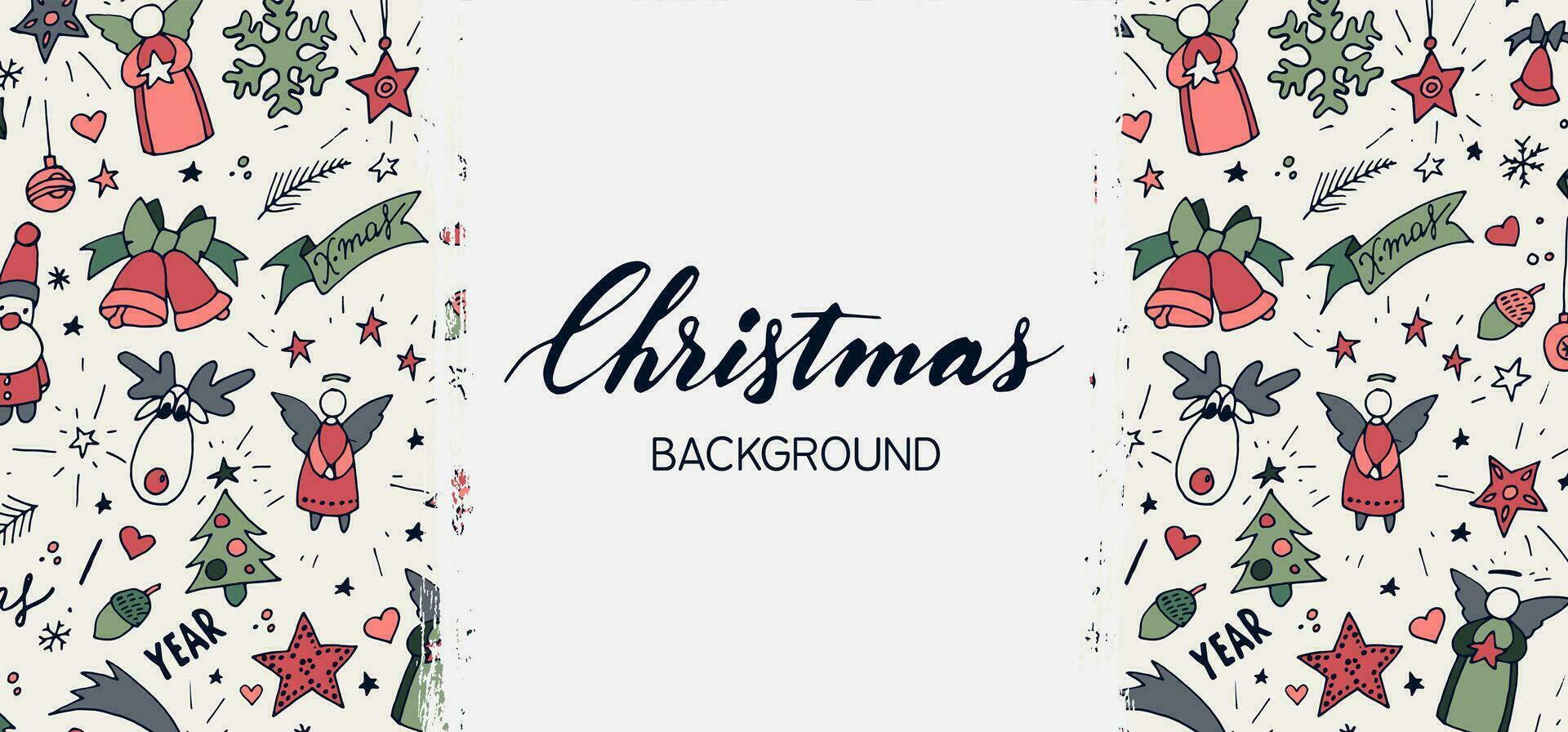 Christmas background with snowflakes and other holiday items vector