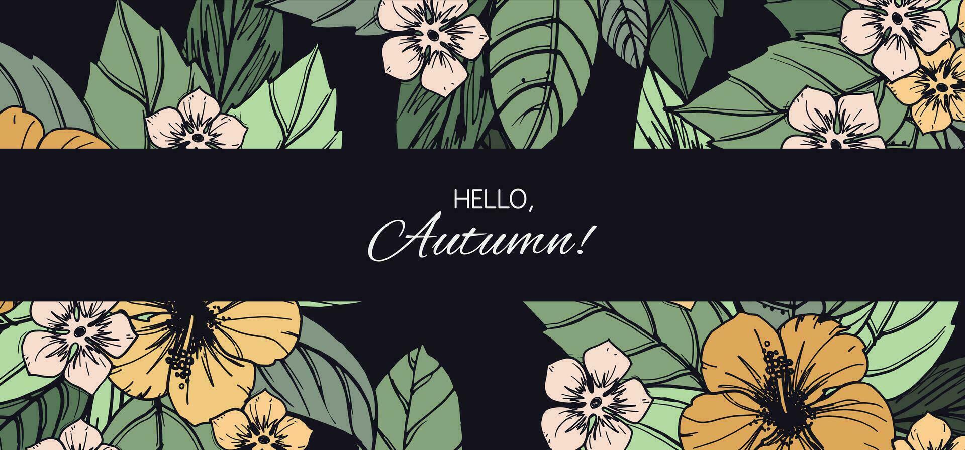 Autumn floral card, banner  or poster design vector