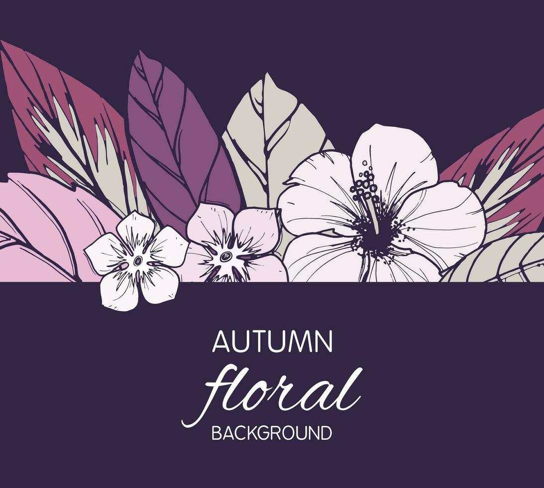 Autumn floral card, banner  or poster design vector