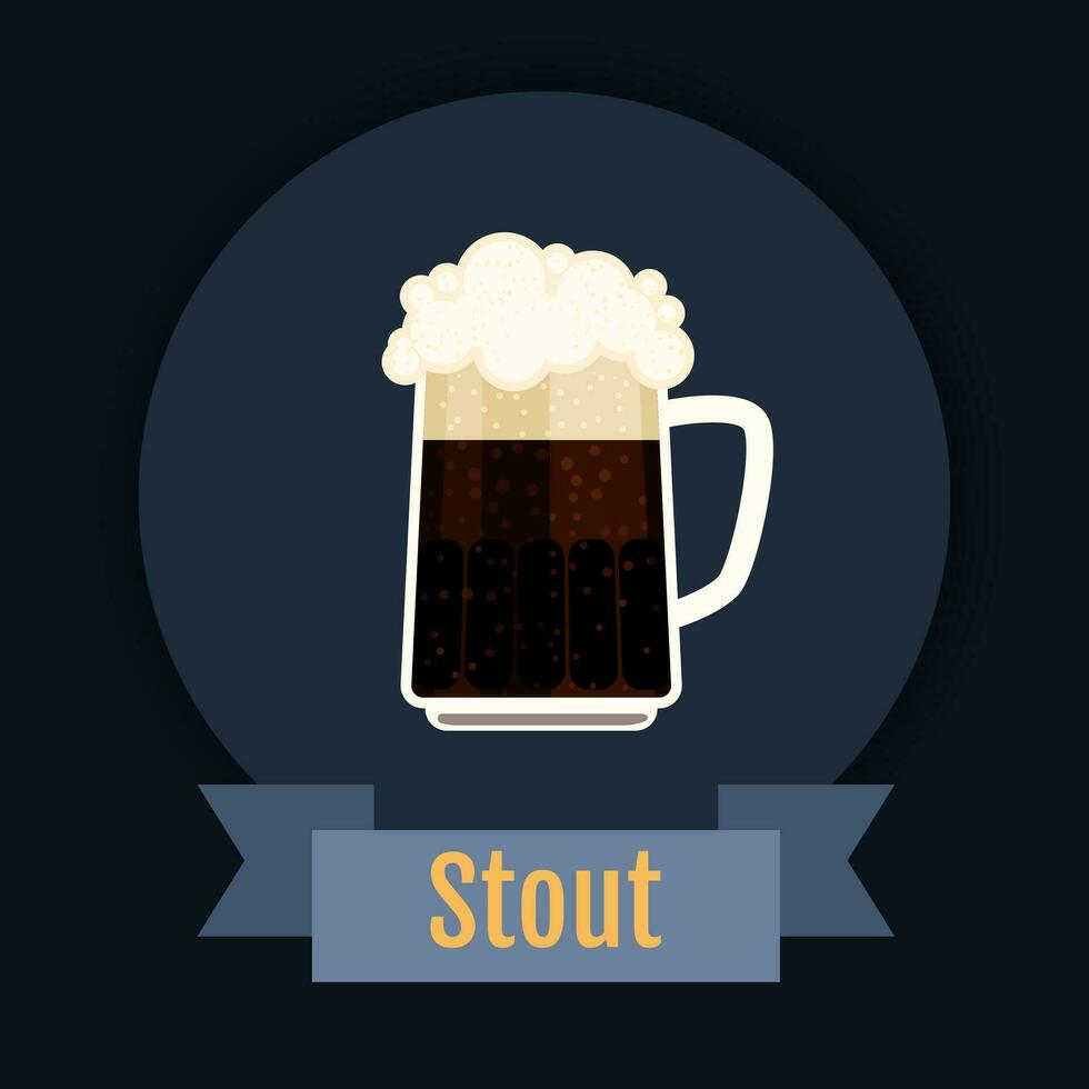 banner with a glass of beer on a blue background, Octoberfest illustration vector