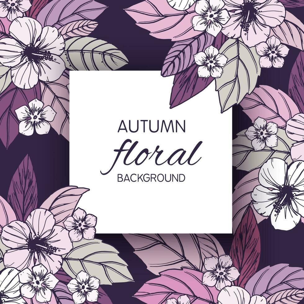 otoño floral tarjeta, bandera o póster diseño vector