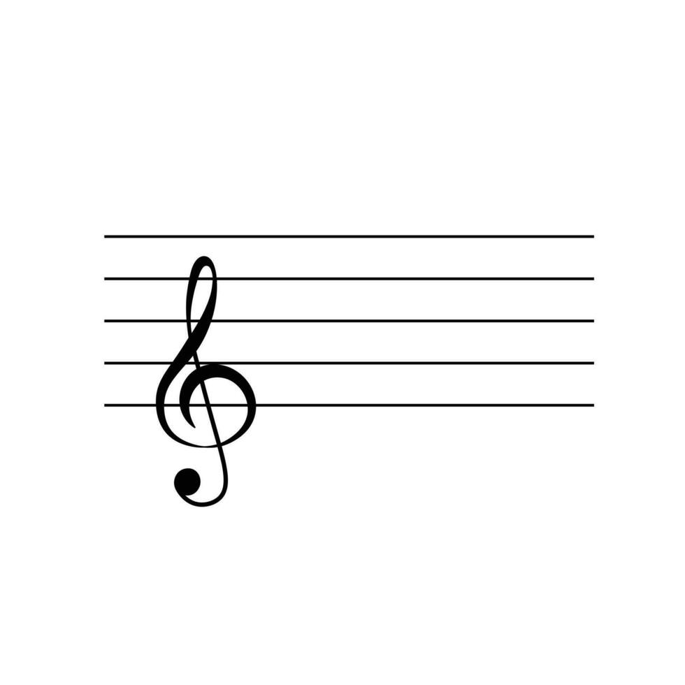 French violin clef on staff flat vector isolated on white background. Black musical notation symbol. Music concep