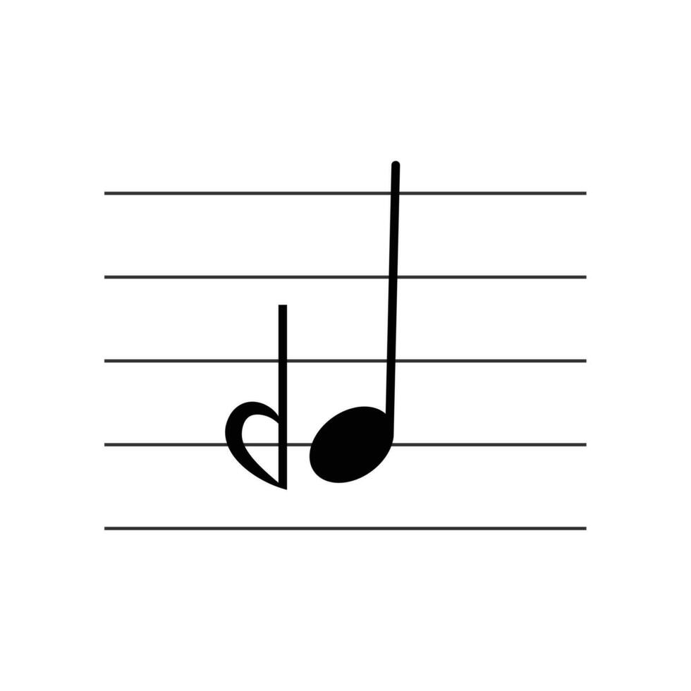 Demiflat or Half flat symbol on staff flat vector isolated on white background. Microtone sign. Musical symbol. Musical notation. Flashcard for learning music