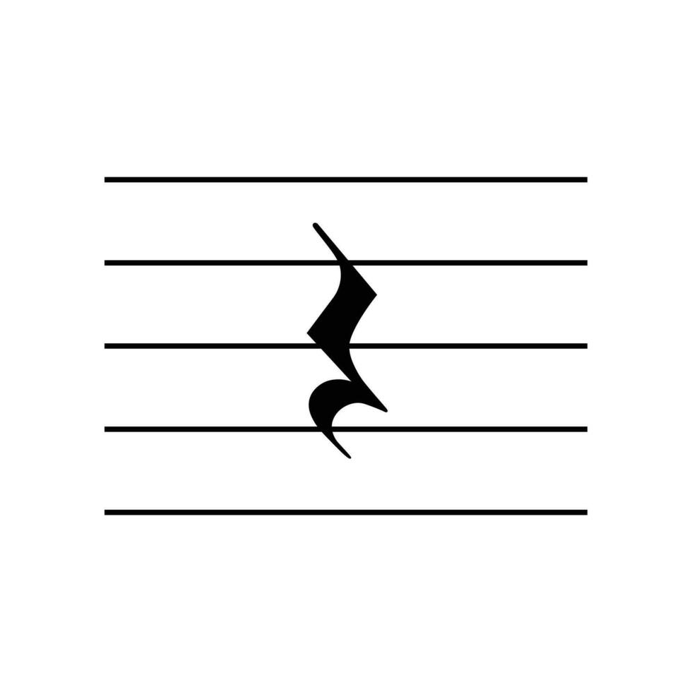 Crotchet or quarter rest symbol on staff flat vector isolated on white background. Musical symbol. Musical notation. For learning music
