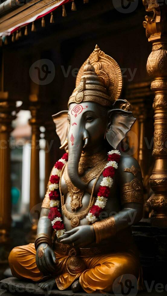 Ganesha statue in the templ photo