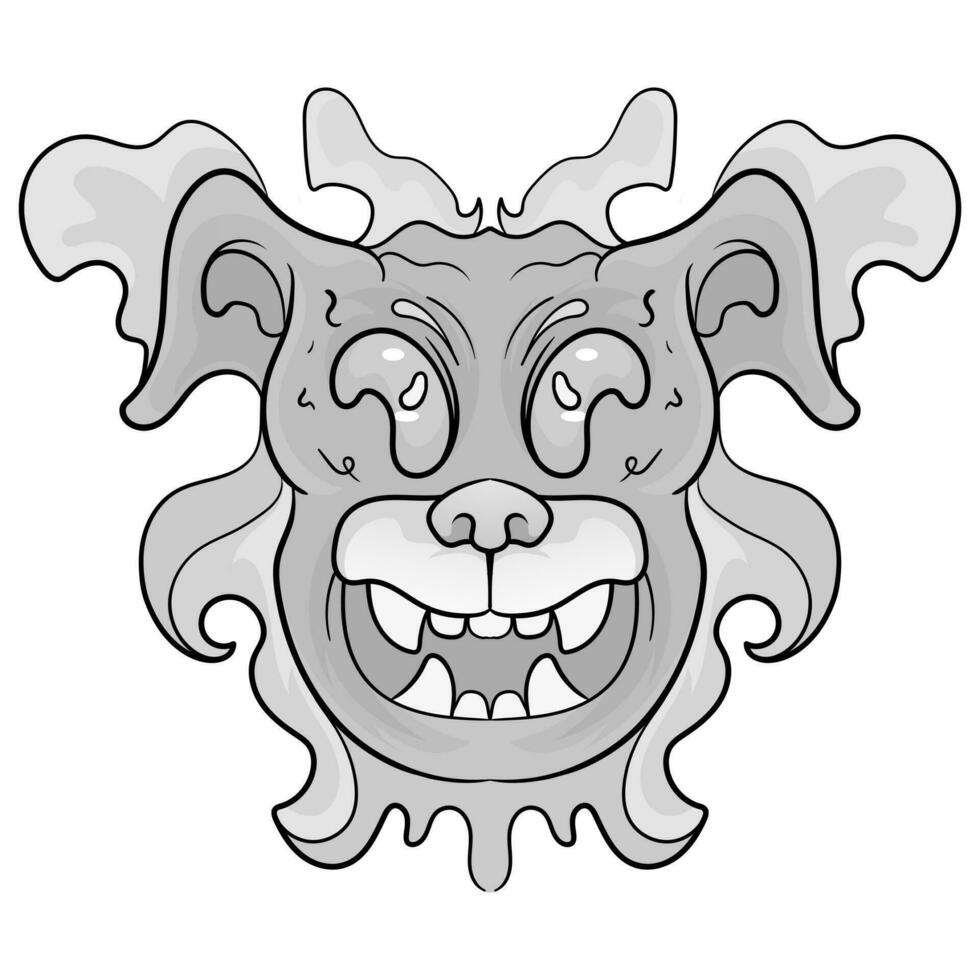 Line black and white Animal dog tattoo isolated in white background vector
