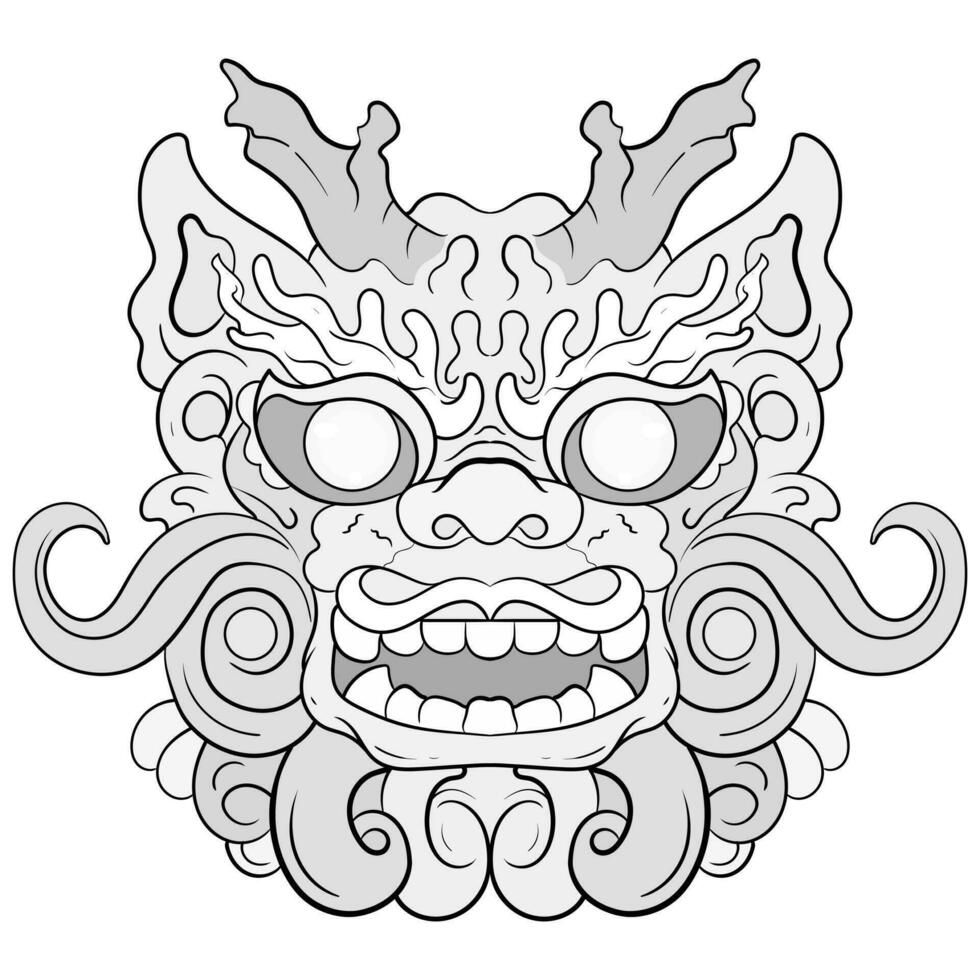 tattoos black and white barongsai dragon chienese illustration. good for element design and coloring pages vector