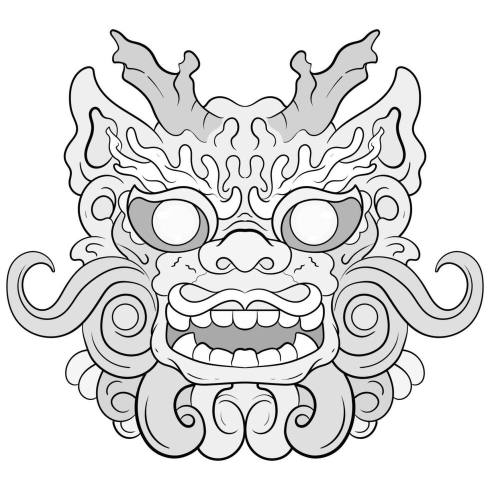 tattoos black and white barongsai dragon chienese illustration. good for element design and coloring pages vector