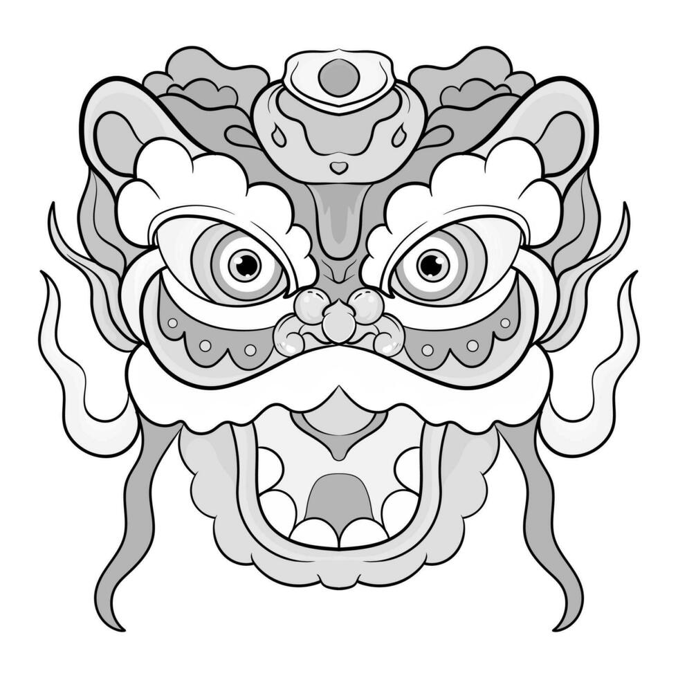 tattoos black and white barongsai dragon chienese illustration. good for element design and coloring pages vector
