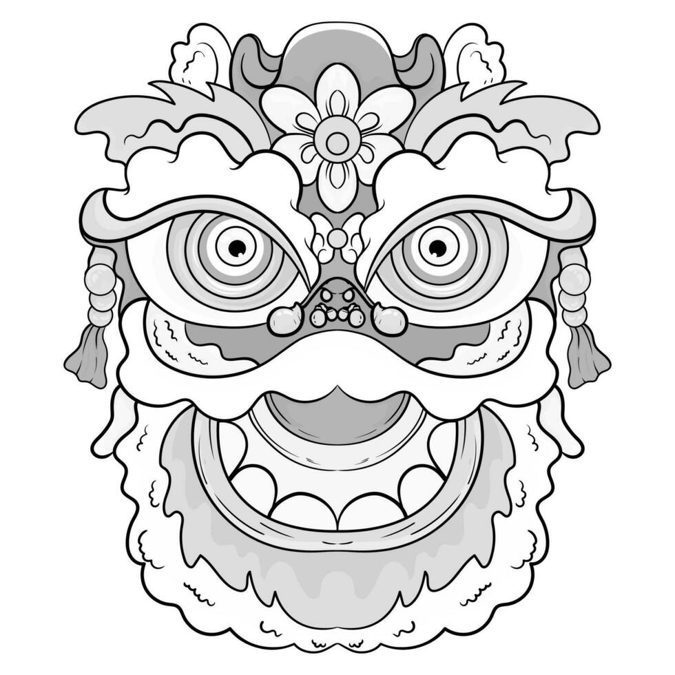 tattoos black and white barongsai dragon chienese illustration. good for element design and coloring pages vector