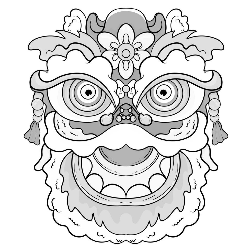 tattoos black and white barongsai dragon chienese illustration. good for element design and coloring pages vector