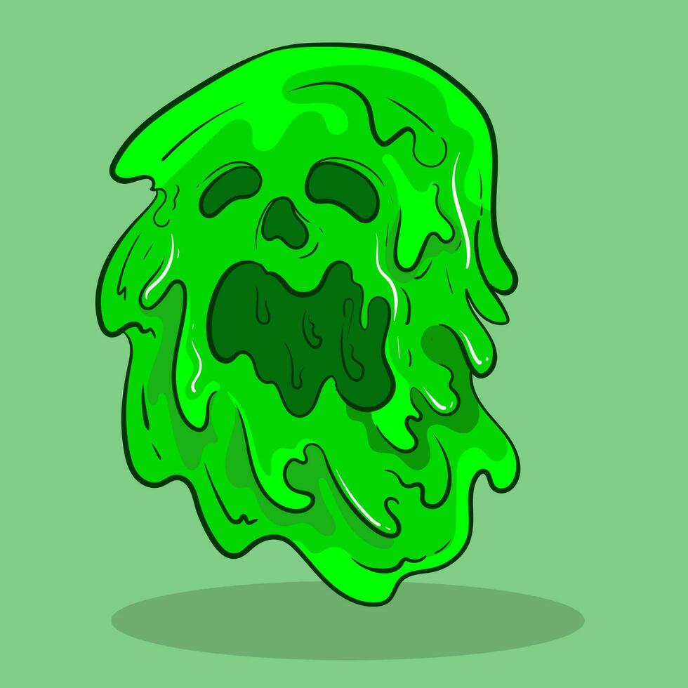 Scream Jelly liquid green monster cartoon character mascot in waves liquid vector