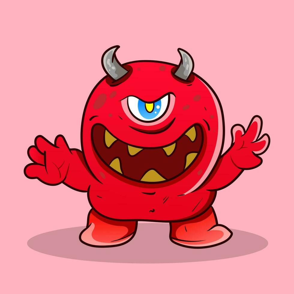 Cute Monster Comic halloween joyful monster characters kids cartoon character design for poster, baby products logo and packaging design. vector