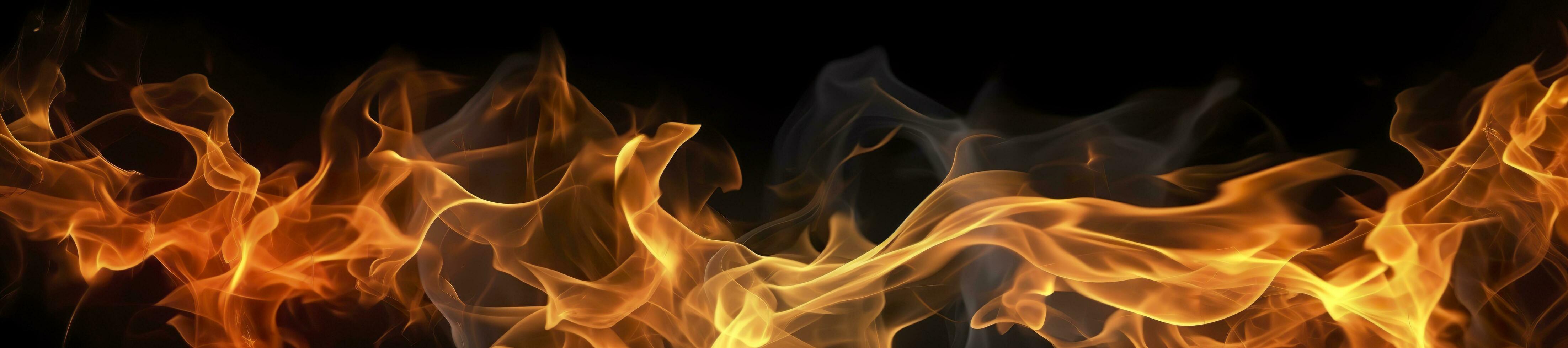 Fire flames on black background. AI Generative photo
