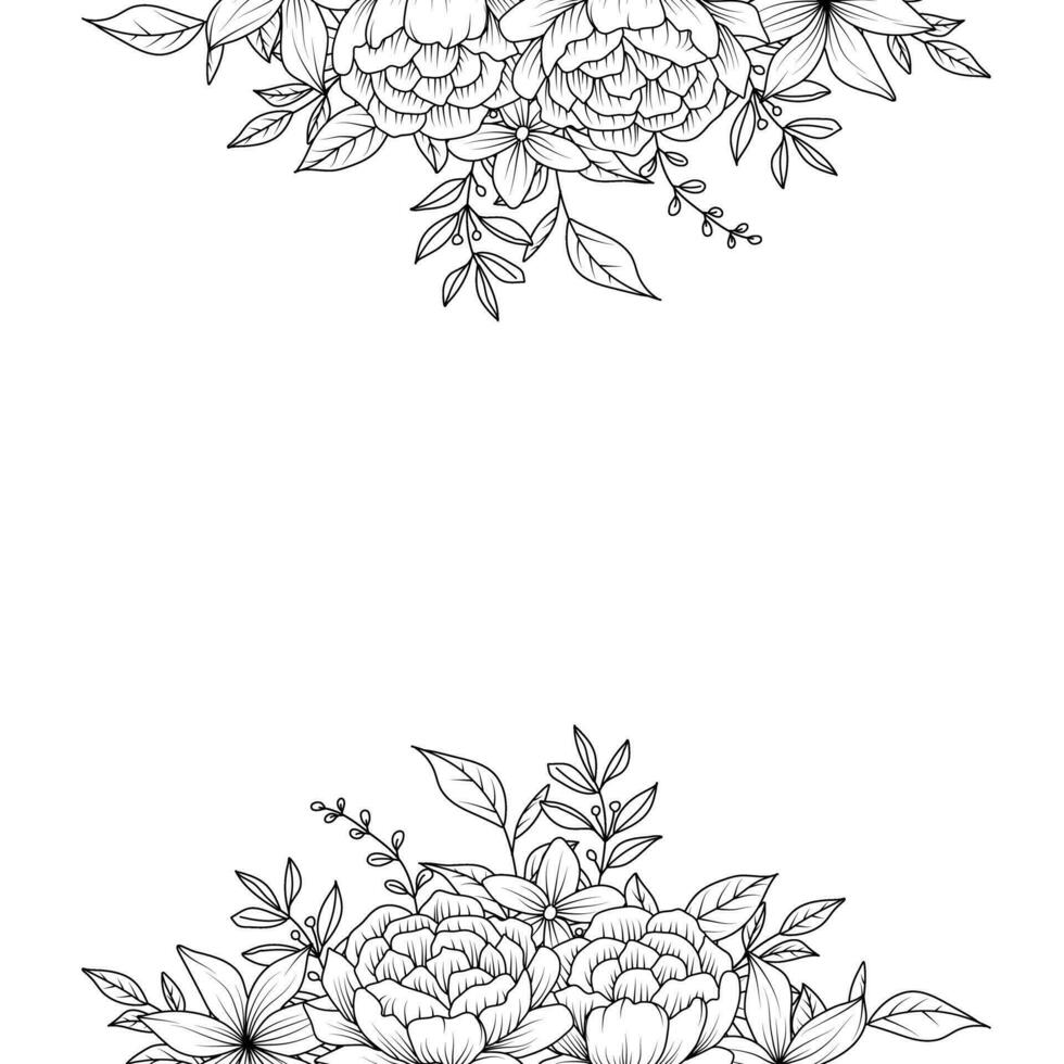 negro y blanco a rayas frontera creado con flores vector