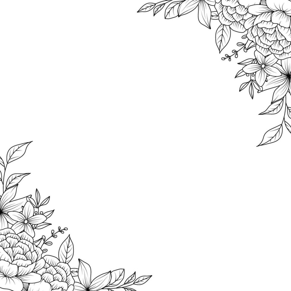 Black and white striped border created with flowers. vector