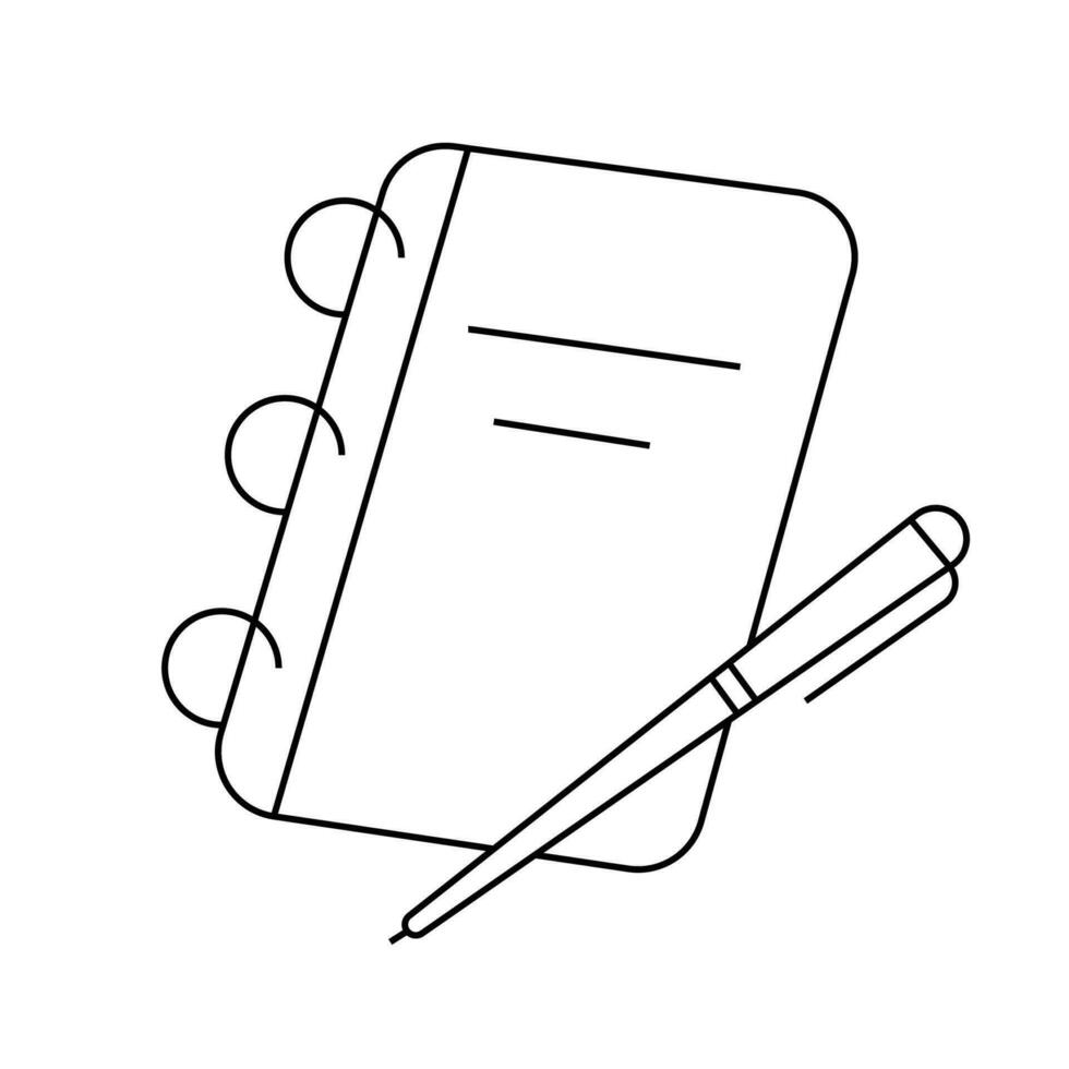 Vector illustration of a notepad with a pen in doodle style