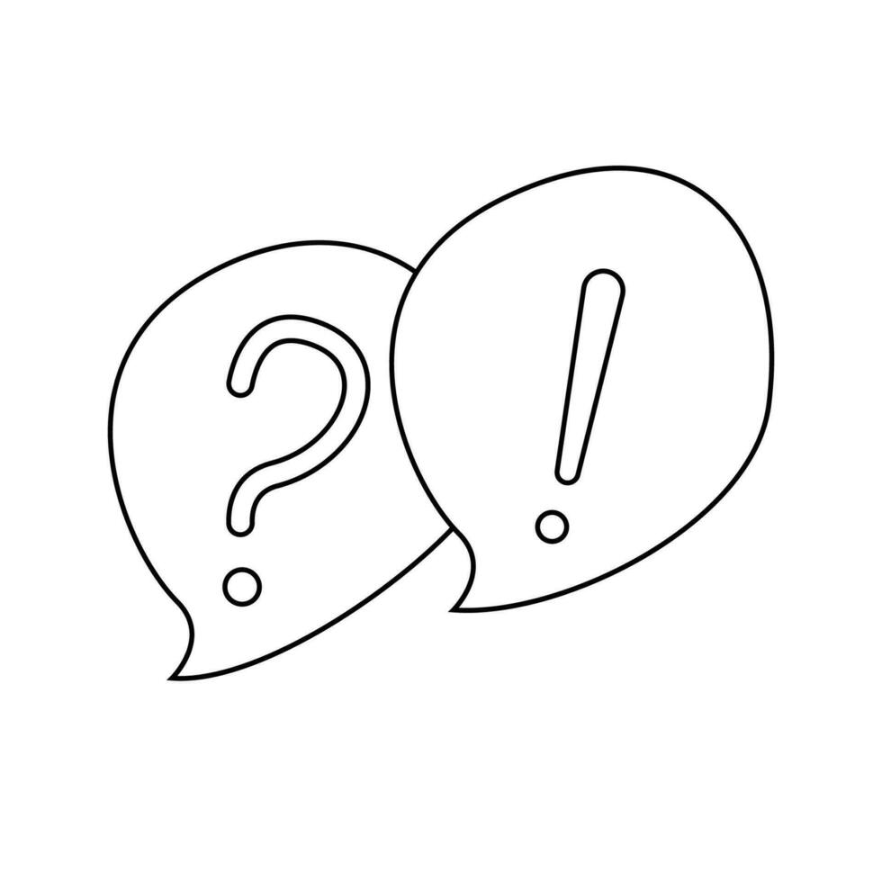 Vector illustration of question and exclamation mark in doodle style.