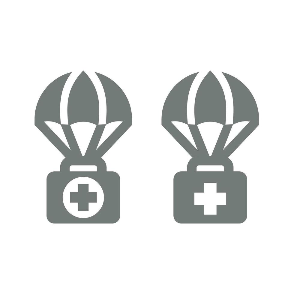 Medical aid or help vector icon. Parachute medicine or vaccines delivery symbol.
