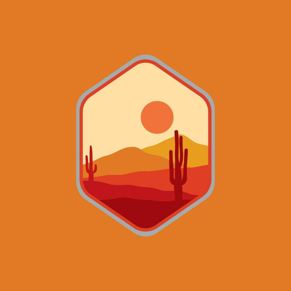 Desert illustration with minimalist design. vector