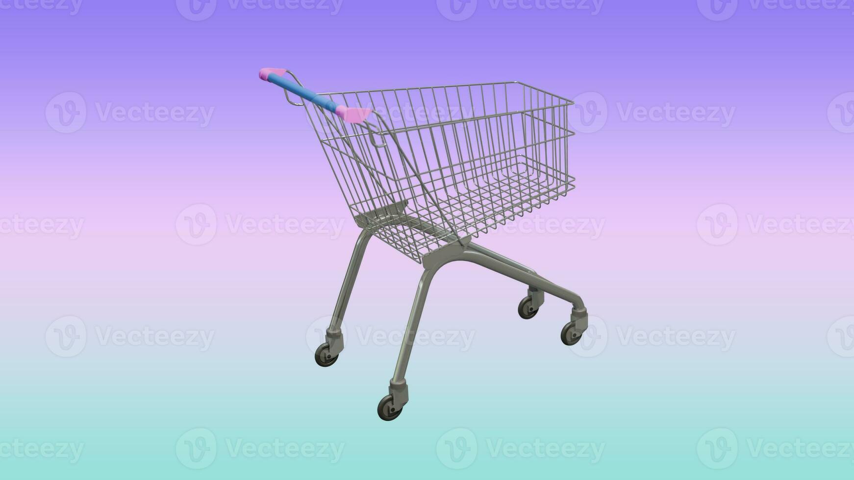 Shopping cart on gradient background, 3d rendering photo