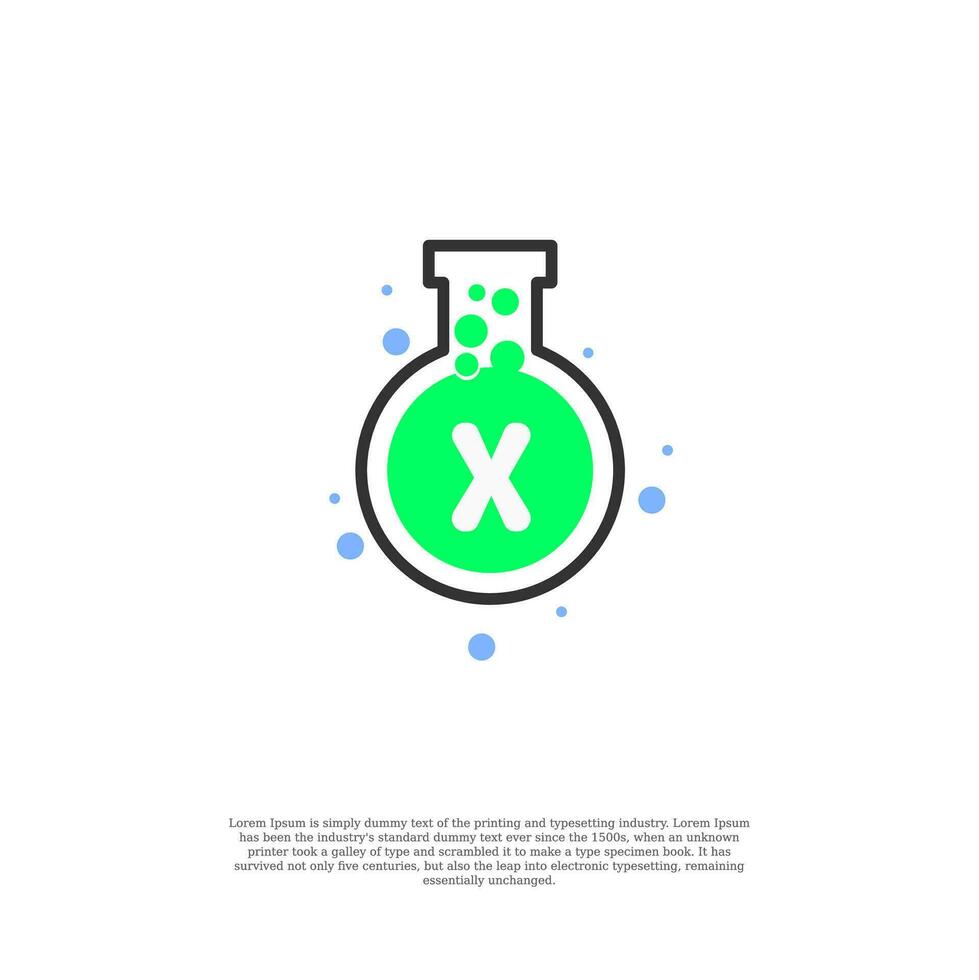vector letter x on lab icon design template illustration