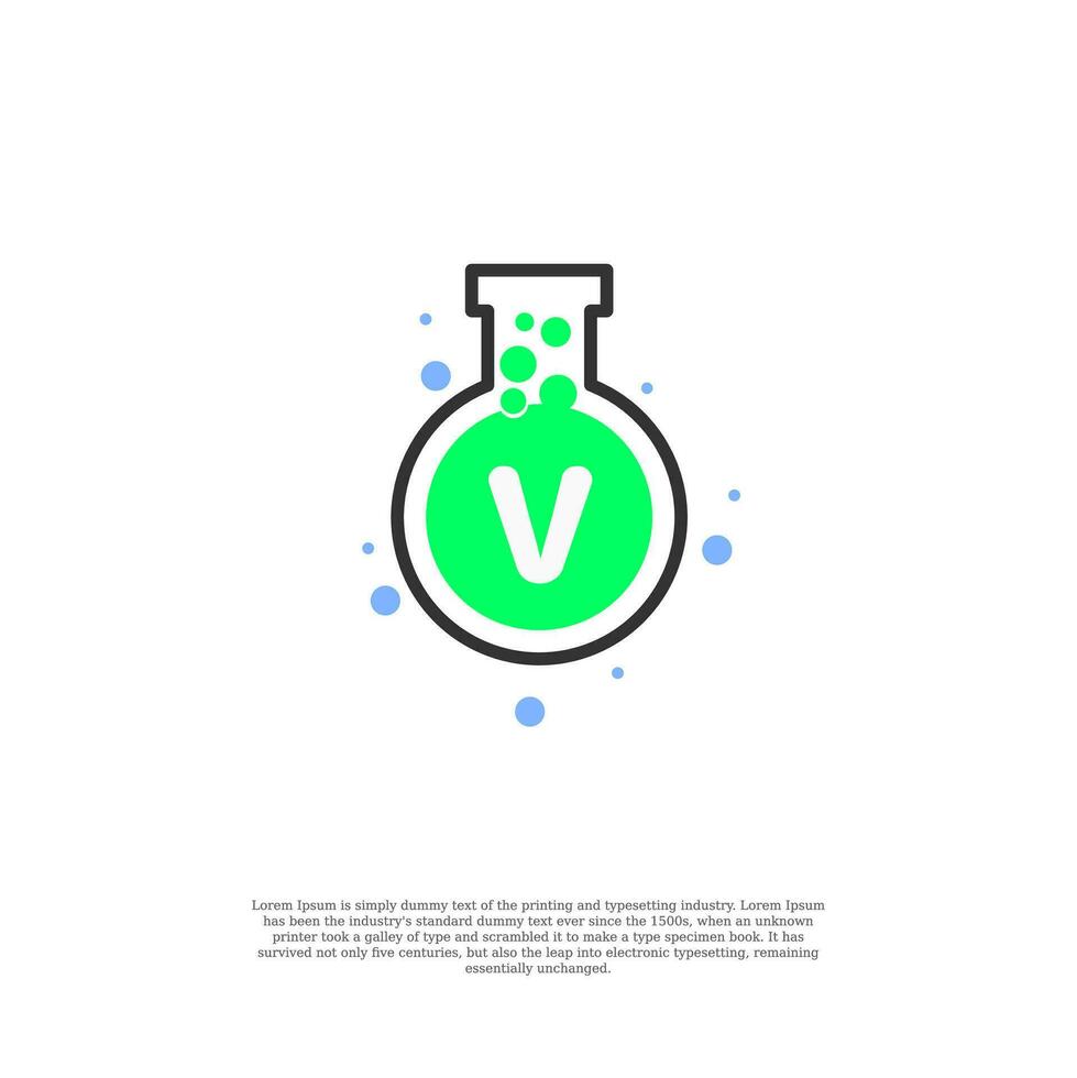 vector letter v on lab icon design template illustration