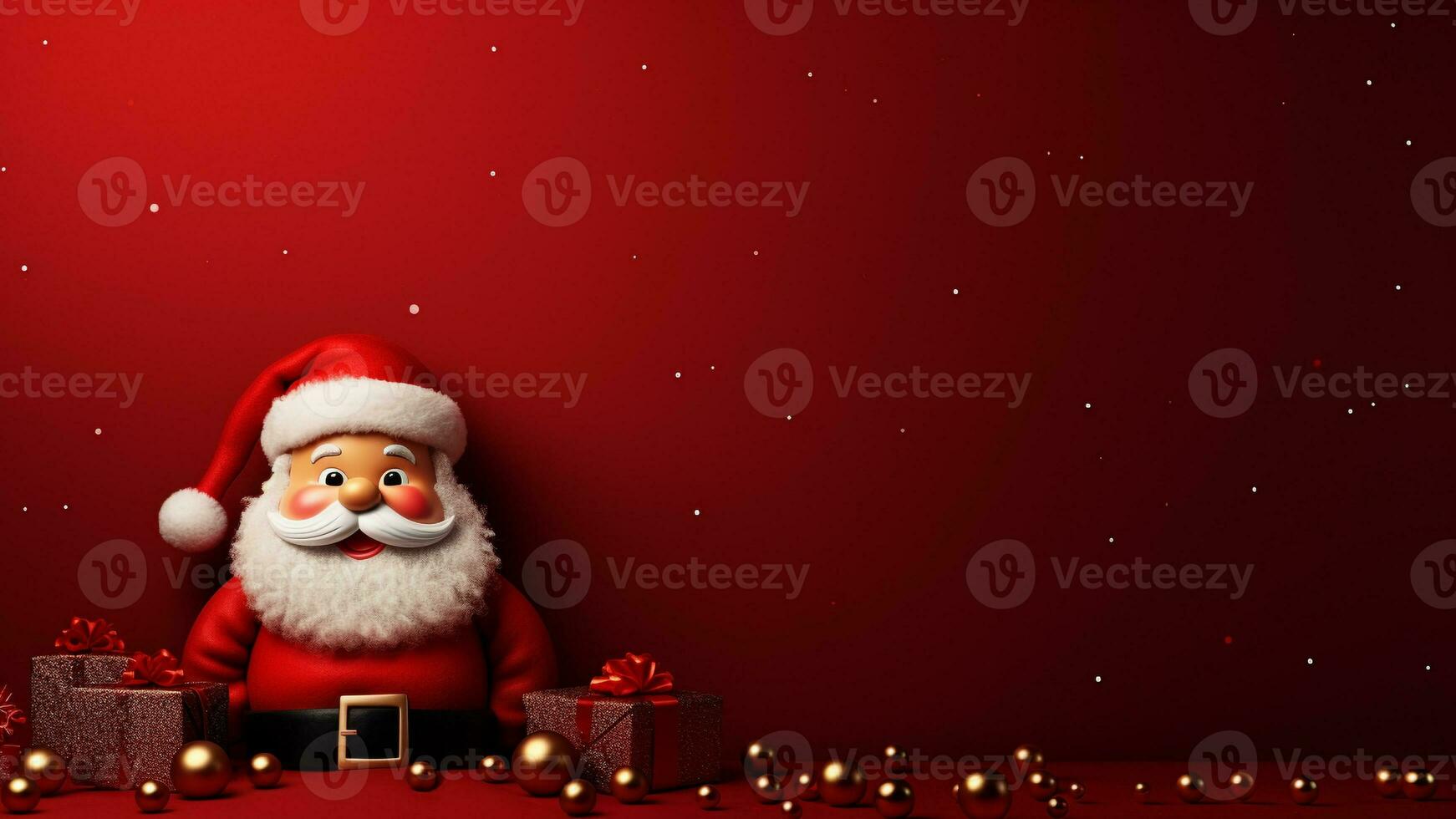 Joyful Christmas Red Background with Ample Copy Space, AI Generative photo