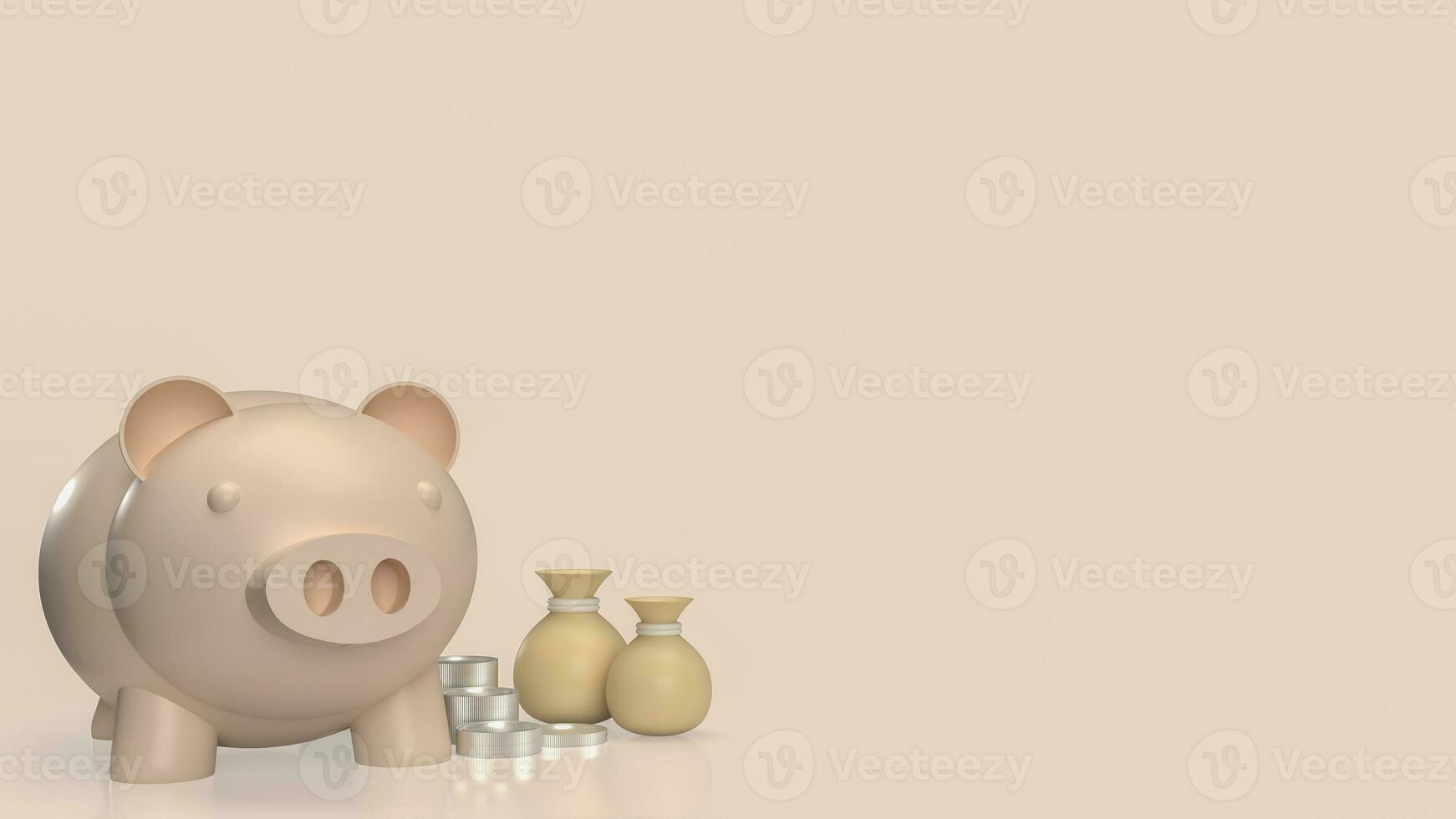 The Piggy Bank and Money Bag for business concept 3d rendering photo