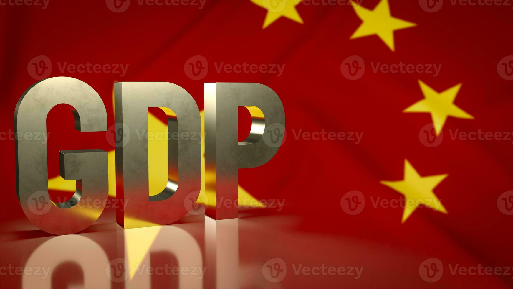 The Gdp gold on china flag for Business concept 3d rendering photo