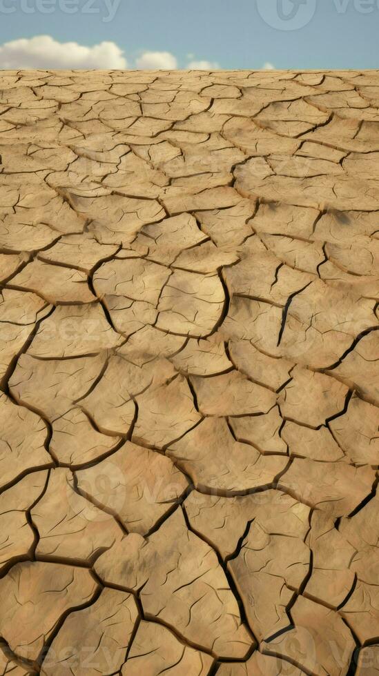AI Generative dry and cracked sandy ground surface photo