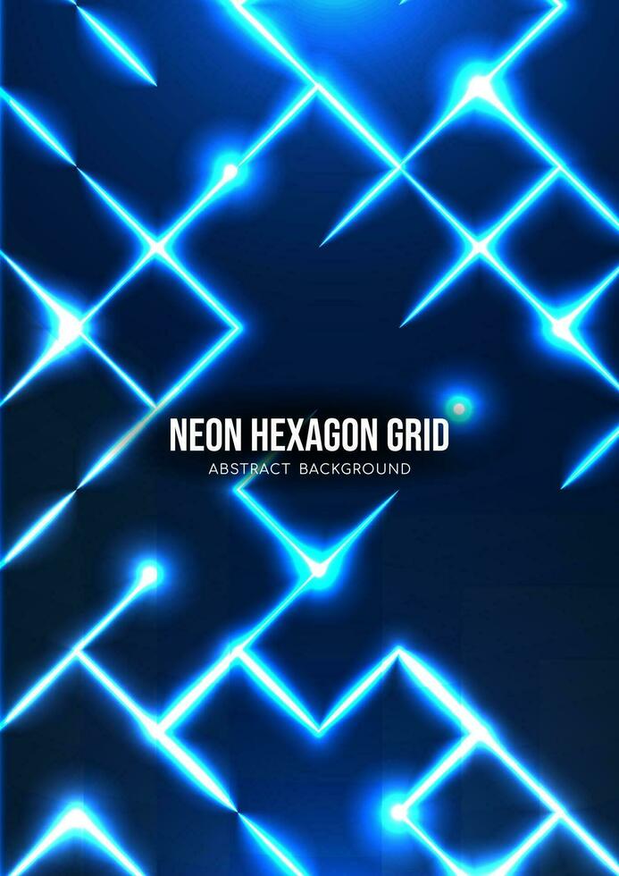 Abstract background hexagon neon light grid vector