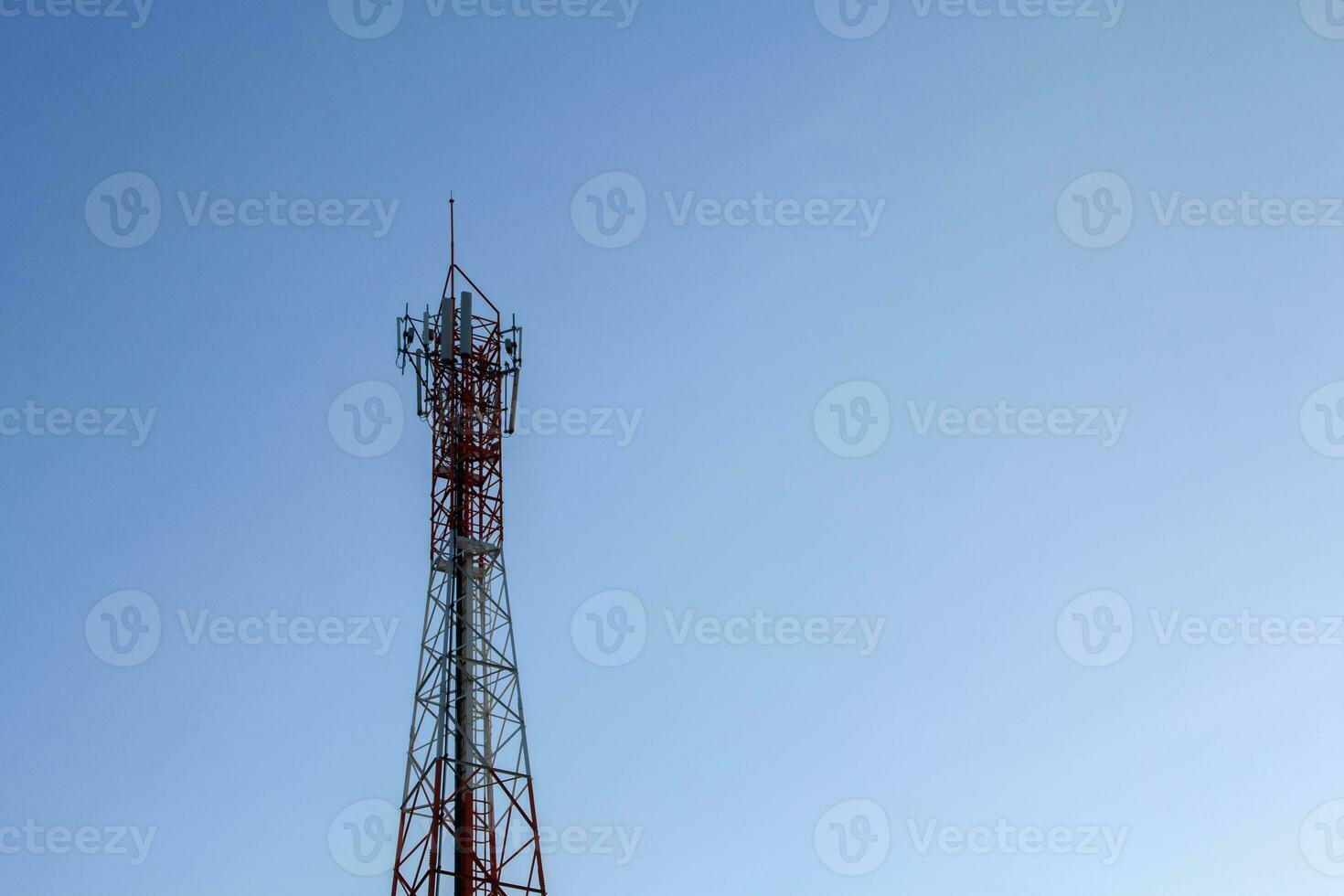 Telephone poles broadcasting WiFi 3G 4G 5G signal for the consumer people is a modern technology that every country must have in the evening atmosphere. photo