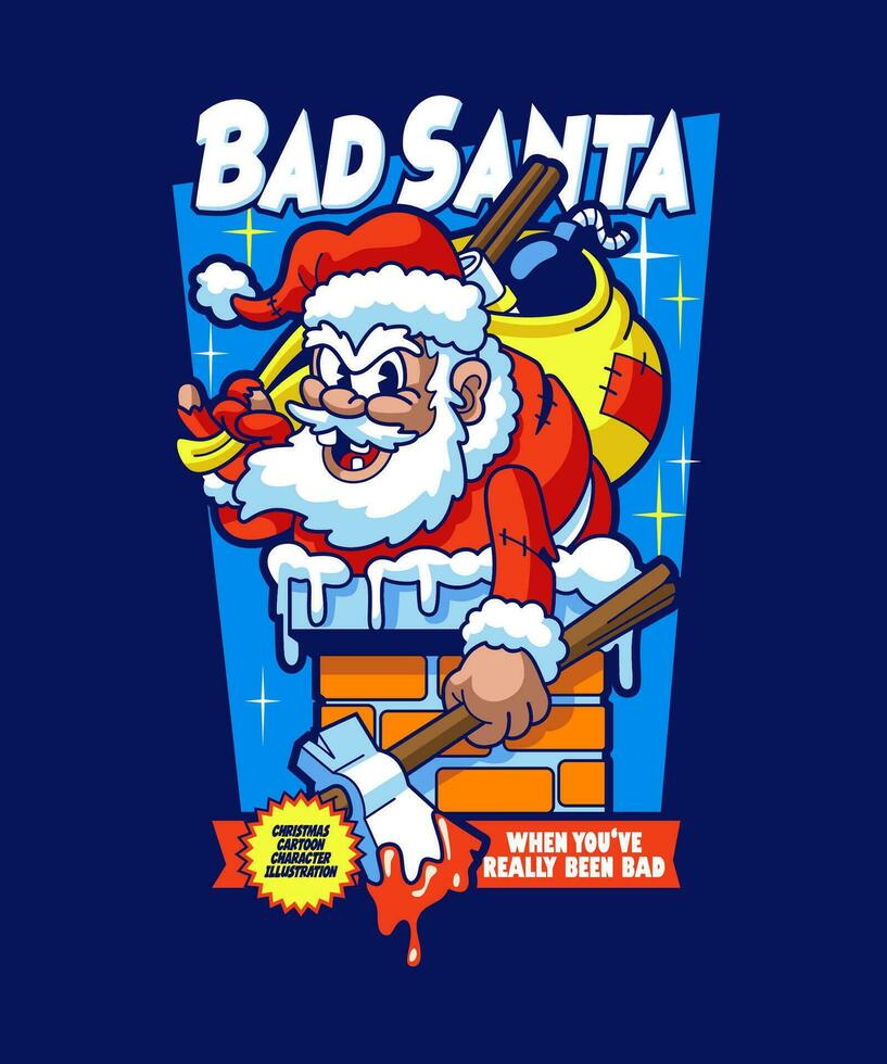 Bad Santa. Christmas Cartoon Character Illustration. vector