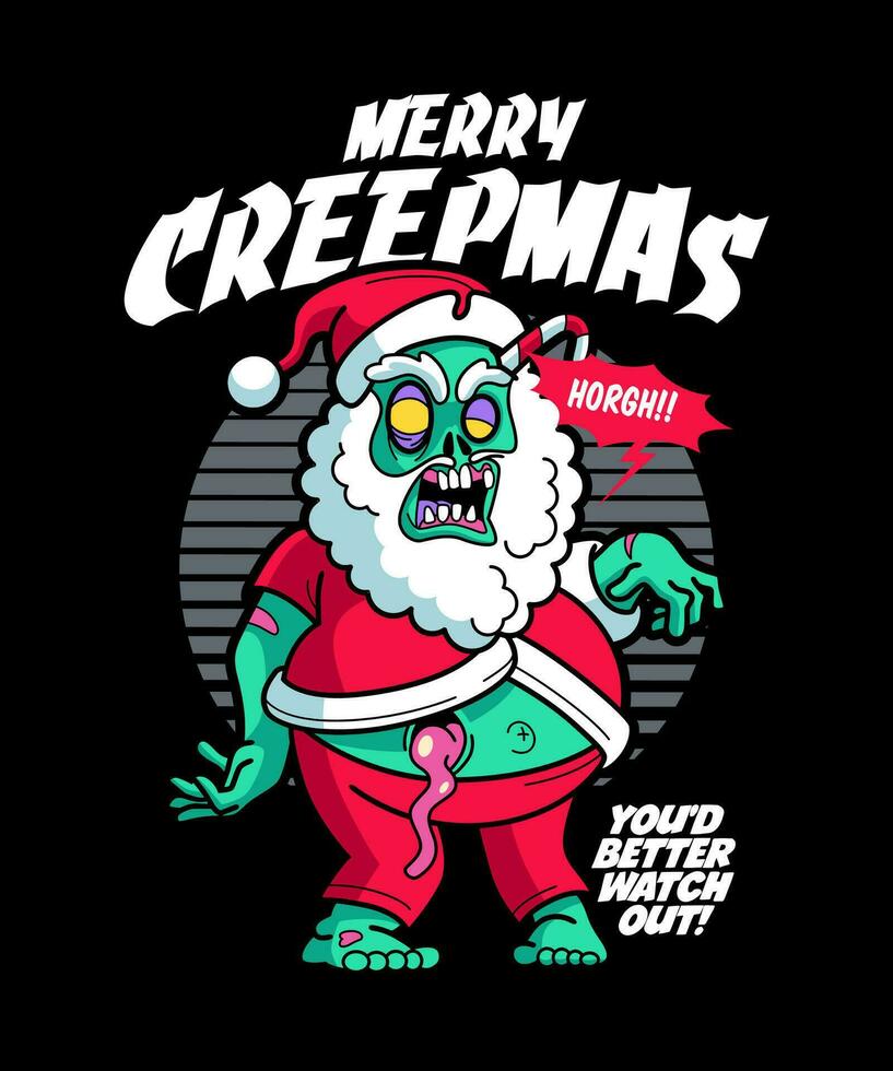 alegre creepmas. Navidad dibujos animados personaje ilustración. vector