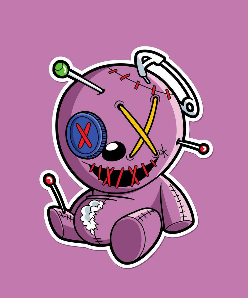 Creepy Zombie Voodoo. Spooky Horror Cartoon Illustration Style. vector