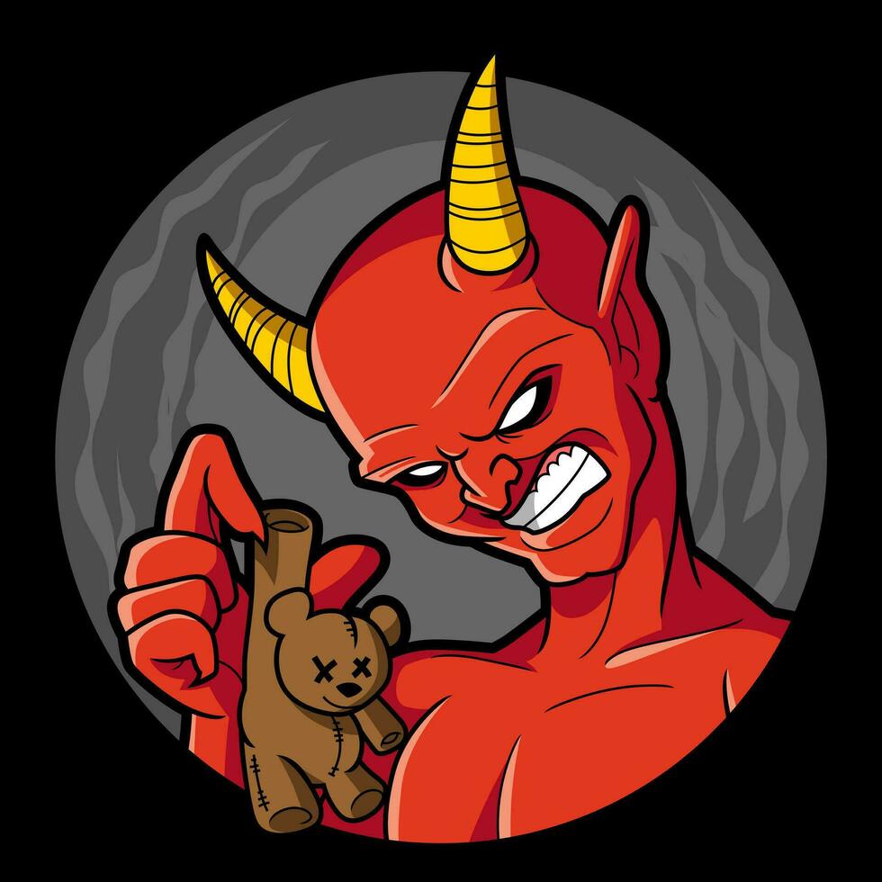 A gift from Satan. Spooky Horror Cartoon Illustration Style. vector