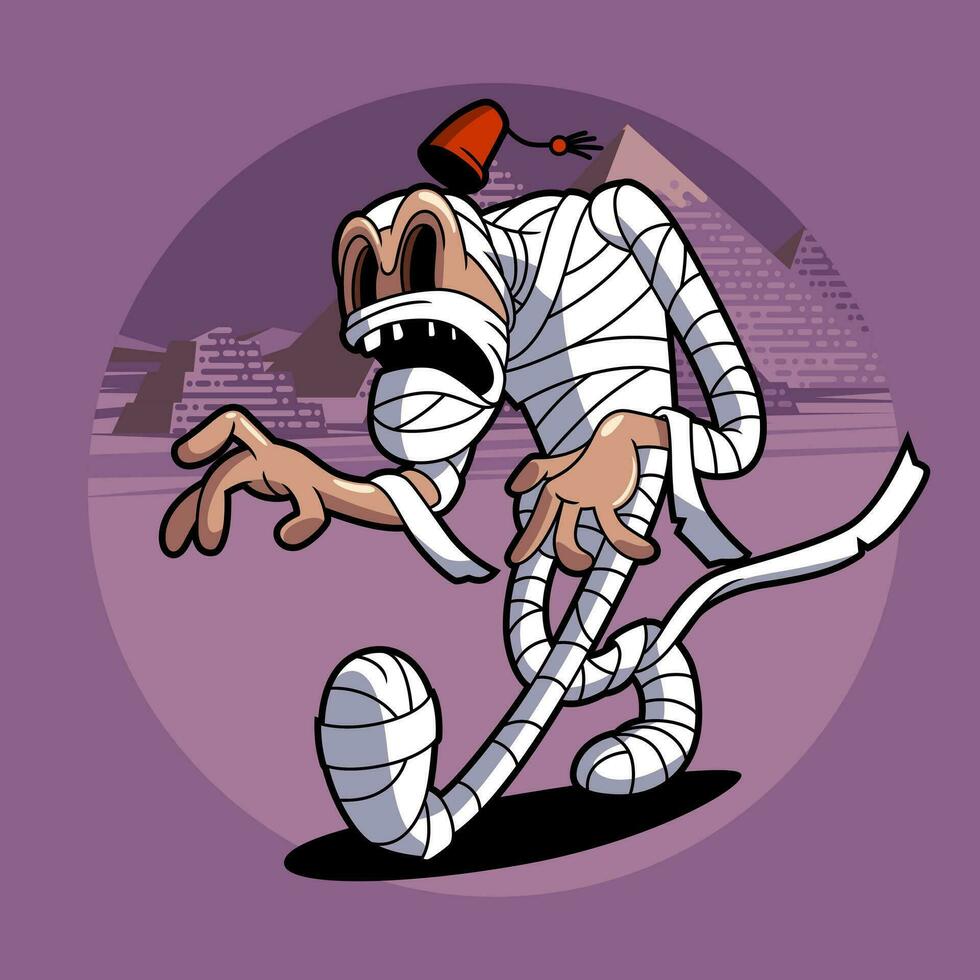 el vivo momia. Clásico horror dibujos animados ilustración estilo. vector