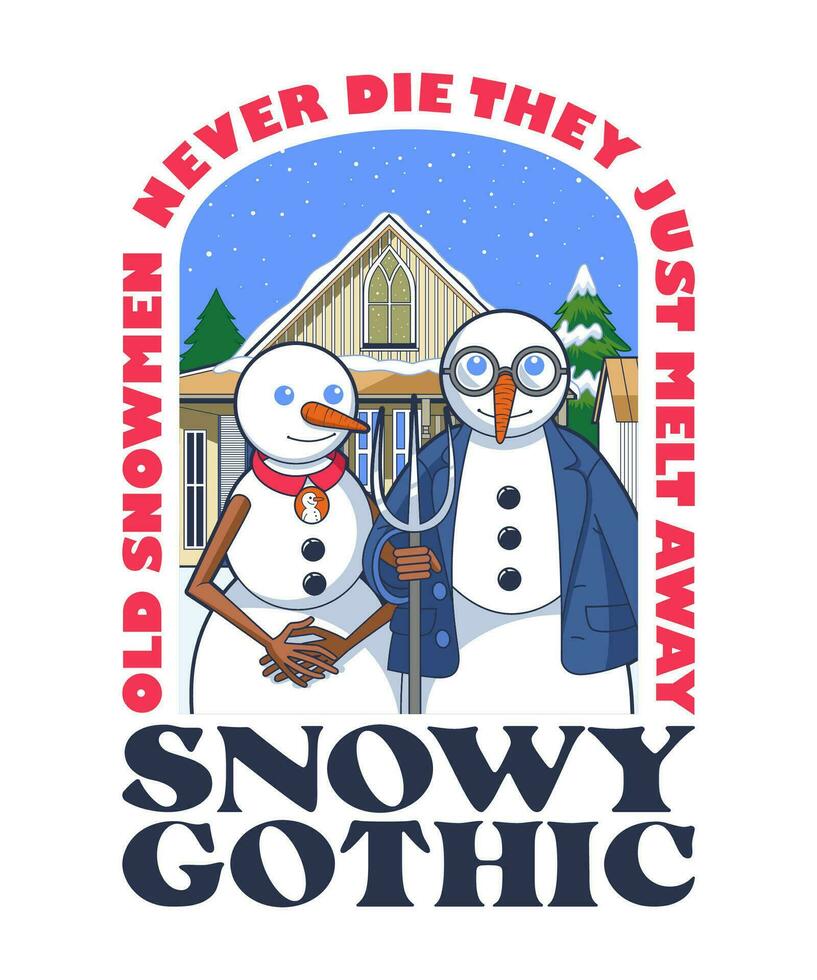 Snowy Gothic. Funny Christmas Cartoon Illustration. vector