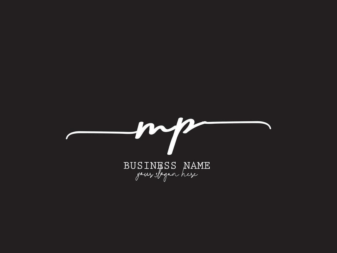 Minimal Mp Logo Icon, Feminine MP Signature Logo Letter vector