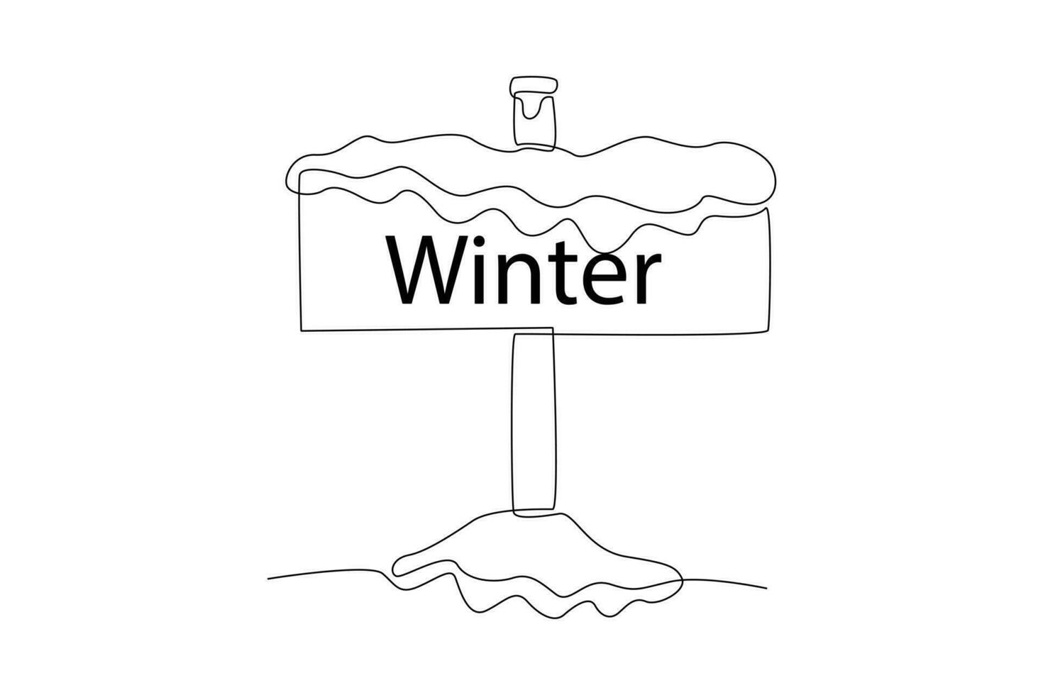 Continuous one line drawing Winter activities. Winter concept. Doodle vector illustration.