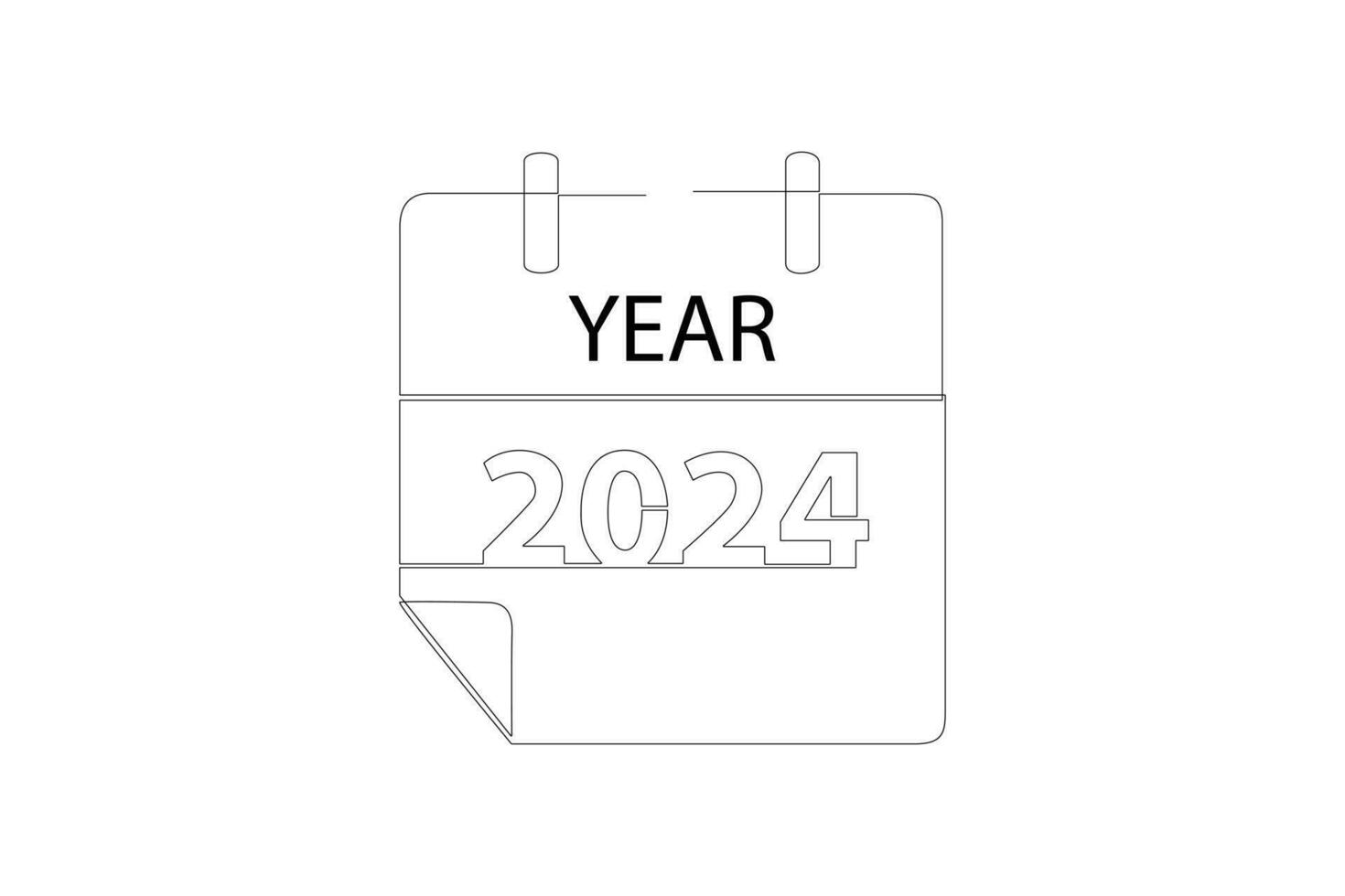 Continuous one line drawing 2024 Happy New Year logo text design. Doodle vector illustration.