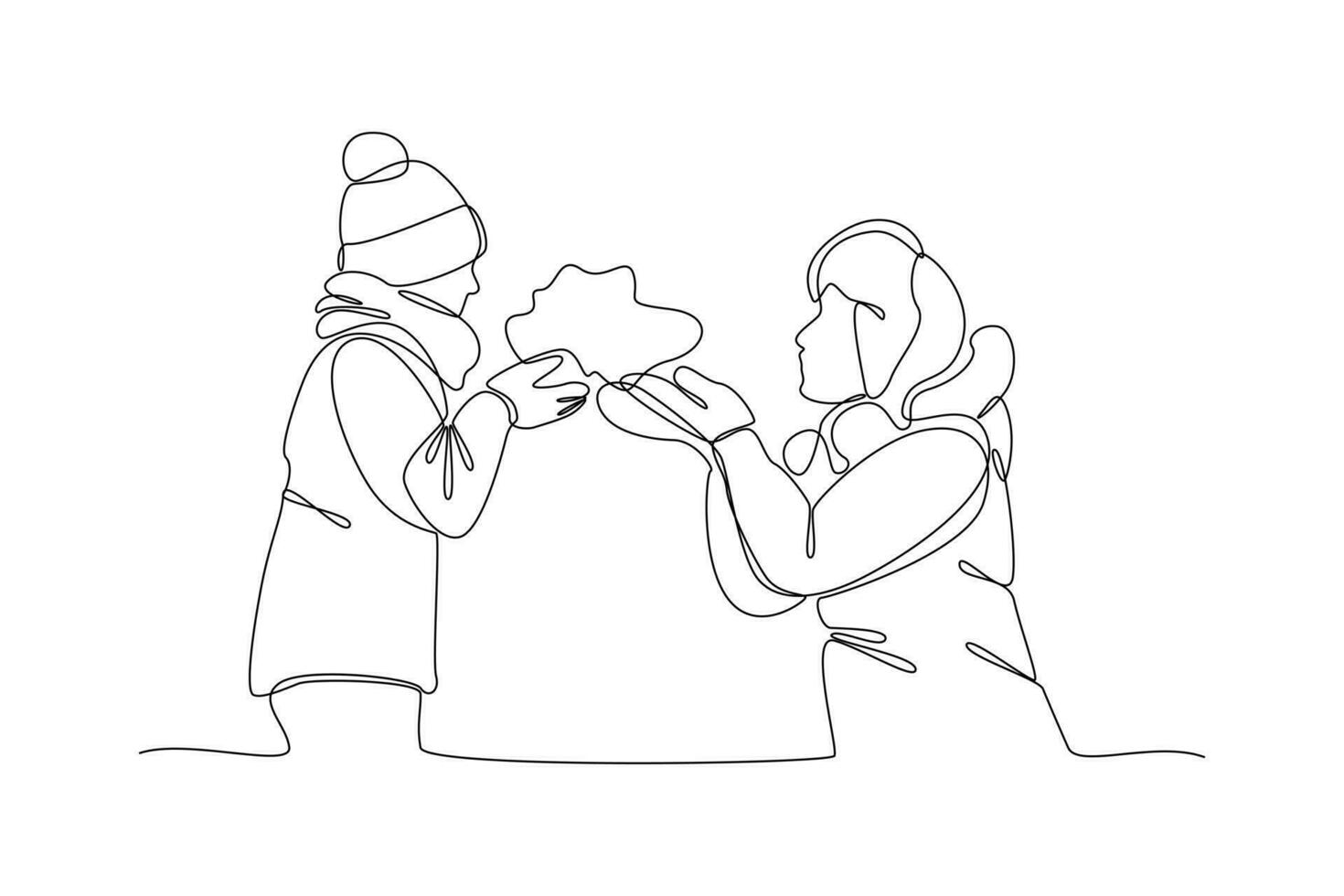 Continuous one line drawing Winter activities. Winter concept. Doodle vector illustration.